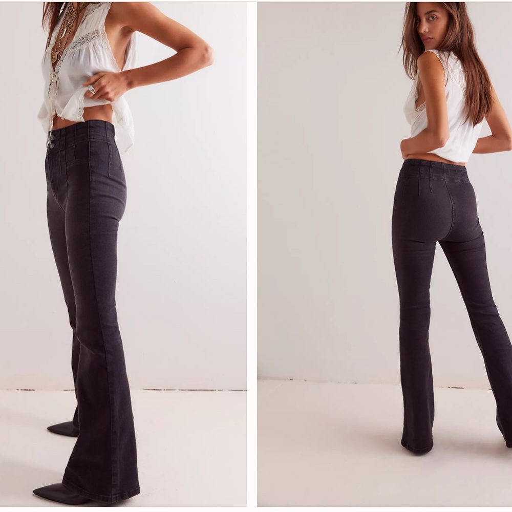 We The Free Jayde Flare Jeans, Onyx Washed Black, Size 30